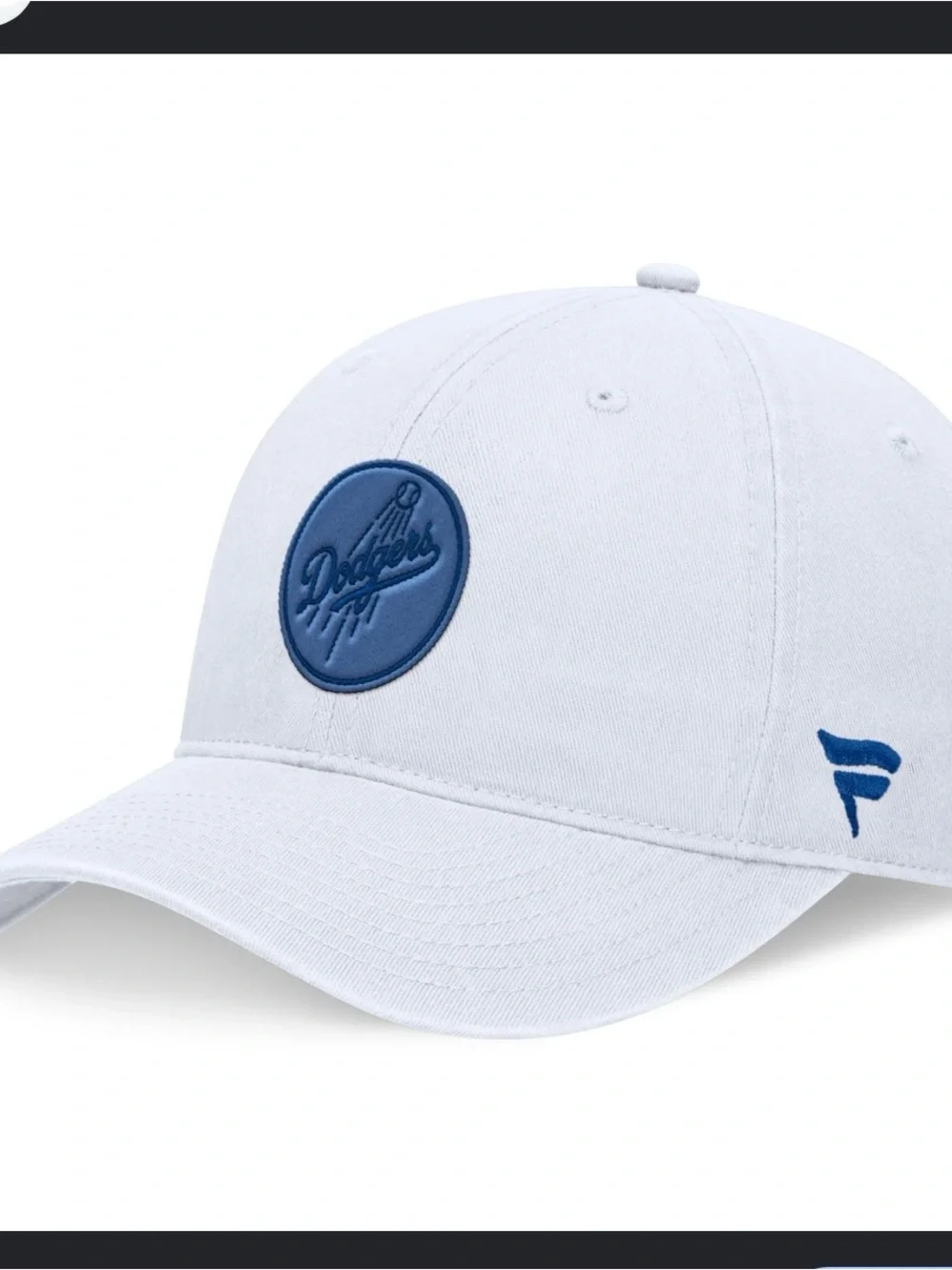 Fanatics White Dodgers Baseball Cap with Blue Patch
